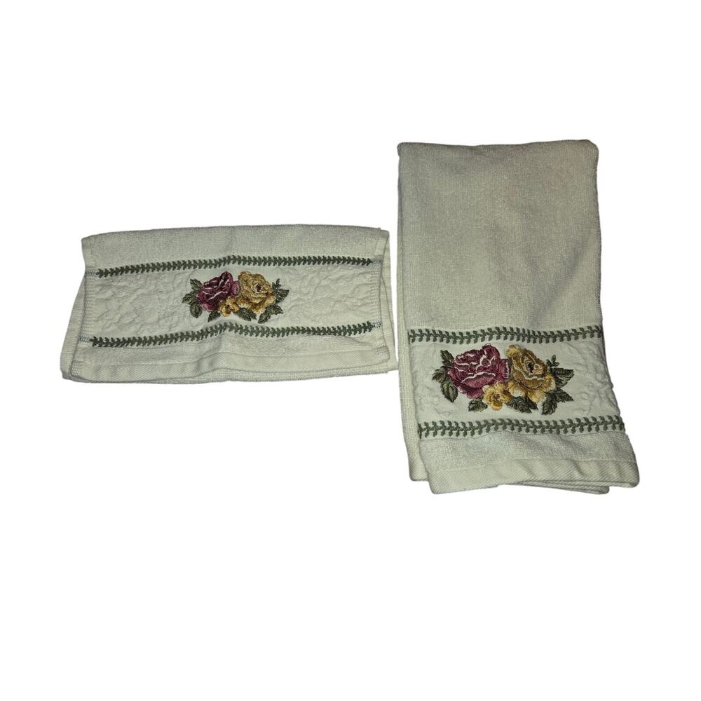Waverly Garden Room Rose Cottage CoreTowel Hand Towel And Washcloth